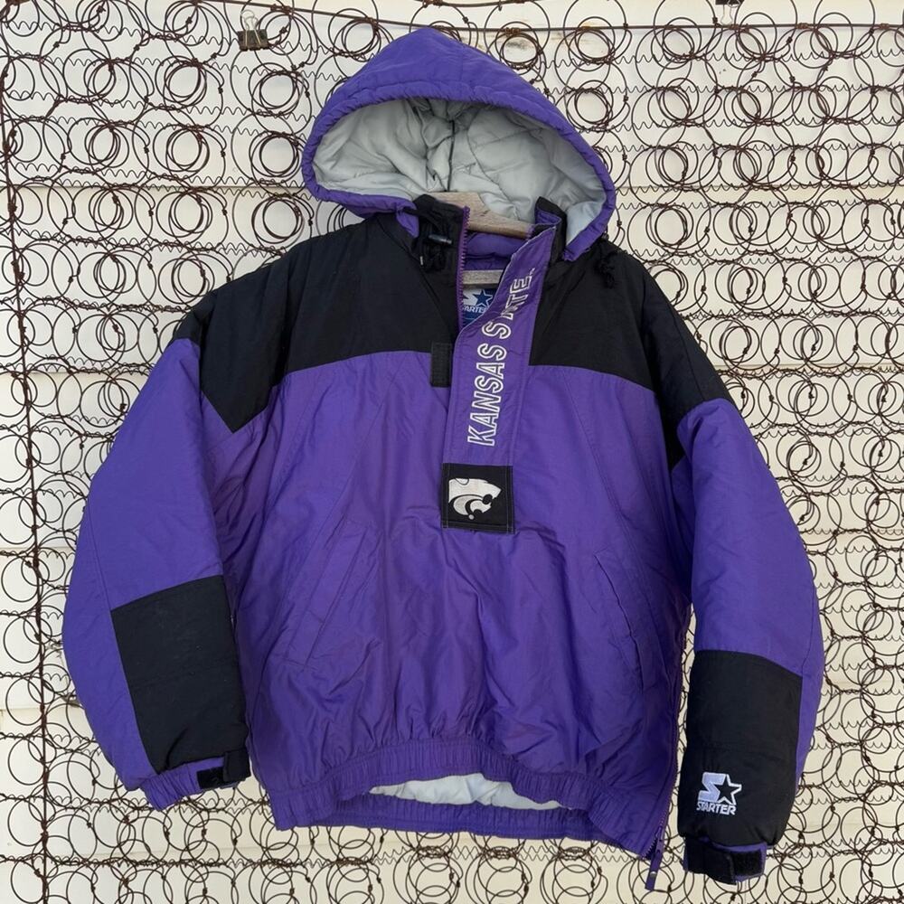 Vintage 90s Y2K K State KANSAS STATE EMAW Wildcats starter puffer jacket LARGE